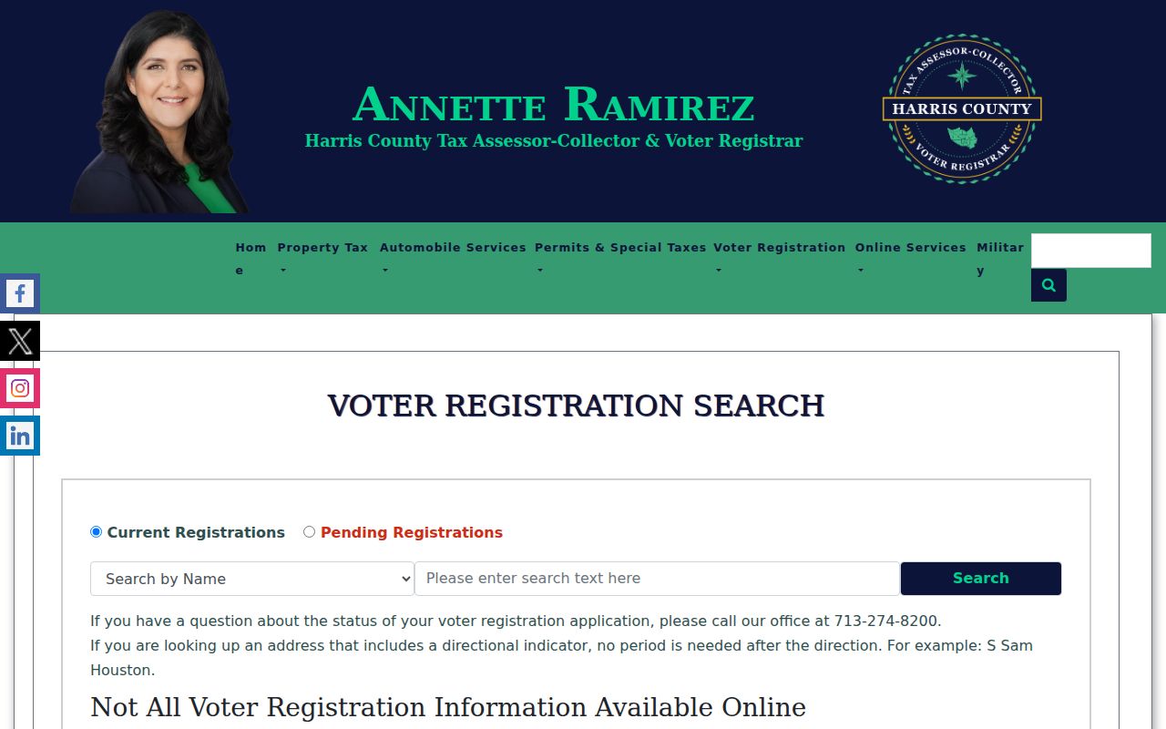 Pasadena residents directory Harris County voter lookup interface