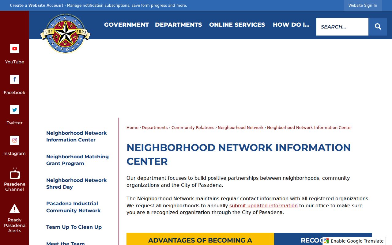 Pasadena neighbors Neighborhood Network information center