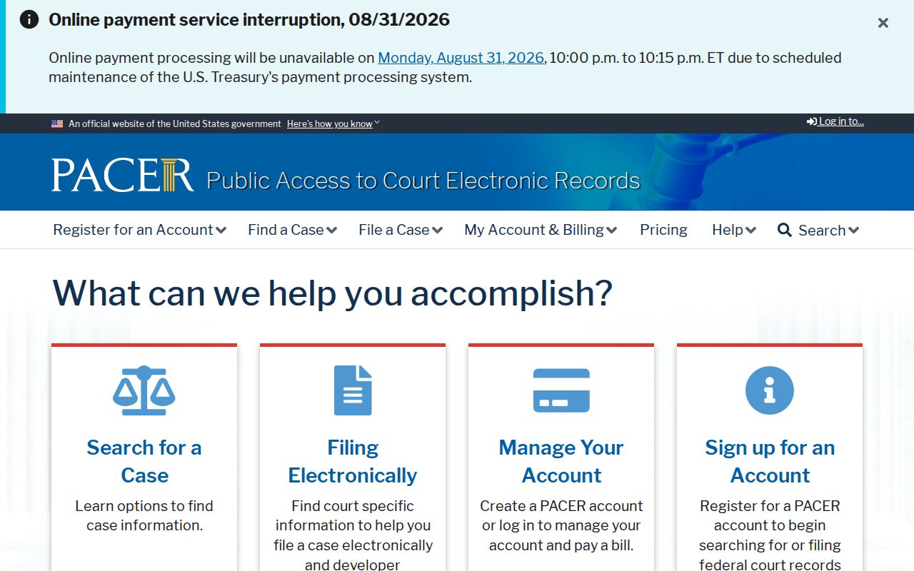 Pasadena resident lookup federal PACER search gateway