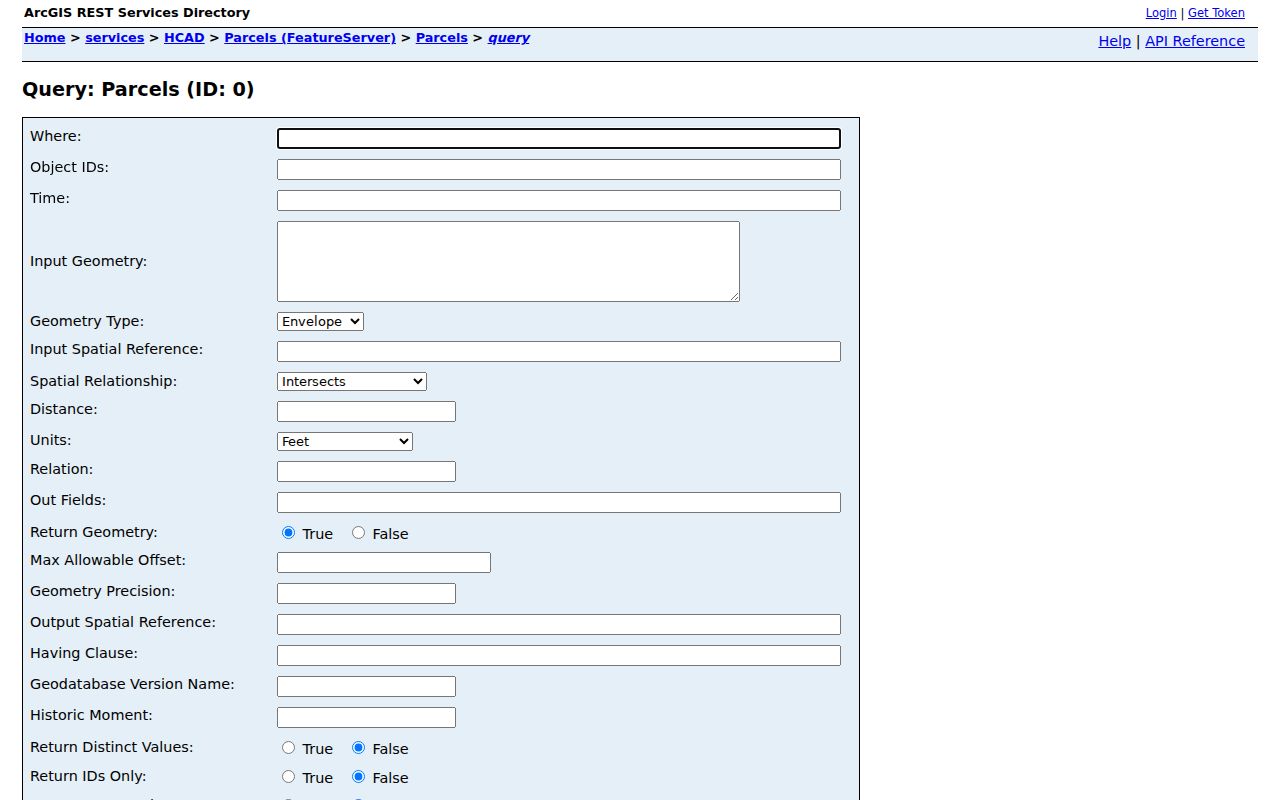 Pasadena street directory HCAD parcel FeatureServer query fields